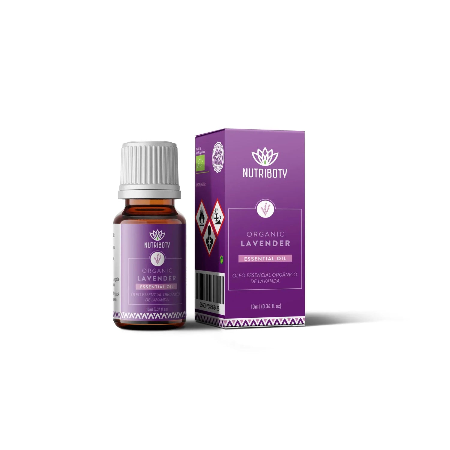 Lavanda Alfazema Rosmaninho 100% biológico, puro e certificado, este óleo é obtido através da destilação a vapor da planta Lavandula angustifolia.  Na sua composição, destacam-se os seguintes elementos químicos:  1.8-cineol: 20%-55% Cânfora: 10%-30%