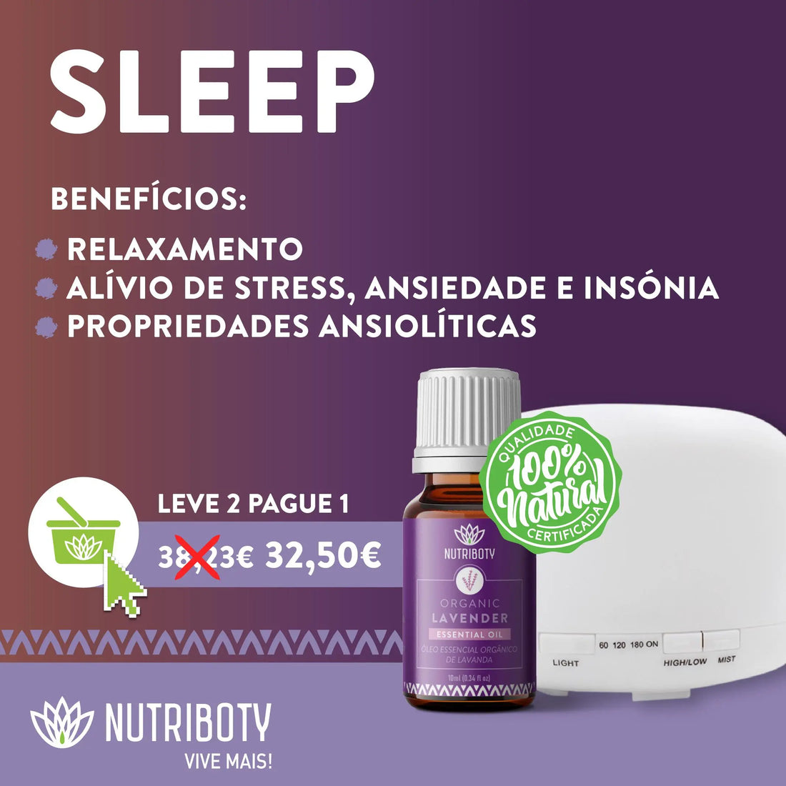 Óleo essencial lavanda com efeitos calmantes ideal para afastar o stress e a ansiedade, promovendo noites mais calmas e tranquilas graças às suas propriedades sedativas. Difusor de aroma ambientador humidificador, reduz a presença de bactérias e deixa um aroma maravilhoso em casa.